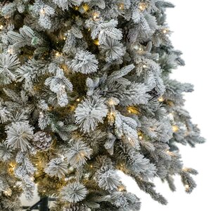 Искусственная елка с лампочками Принцесса льда заснеженная с шишками 185 cм, 330 теплых белых ламп, ЛИТАЯ + ПВХ + Леска Царь Елка фото 3