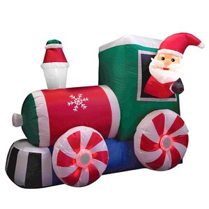Надувная фигура Санта на паровозе 1.2*1.5 м с подсветкой и вращающимися колесами Торг Хаус фото 1