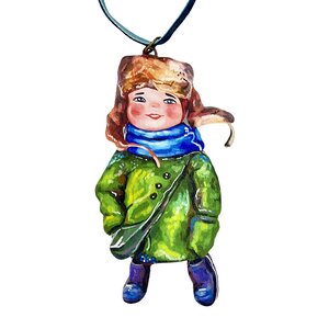 Елочная игрушка Мальчик в ушанке - Зимние Каникулы 10 см, подвеска МанузинЪ фото 3