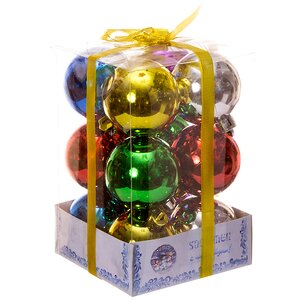 Набор пластиковых глянцевых шаров 5 см разноцветные, 12 шт, Snowmen Snowmen фото 1