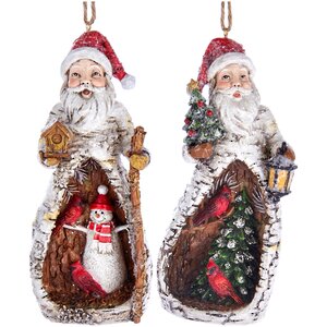 Елочная игрушка Санта Клаус - Хранитель Леса 12 см с ёлочкой и фонариком, подвеска Kurts Adler фото 2