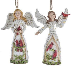Елочная игрушка Ангел леса с птичкой кардиналом 12 см, подвеска