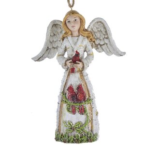 Ёлочная игрушка Ангел леса с птичкой кардиналом 12 см, блондинка, подвеска Kurts Adler фото 1