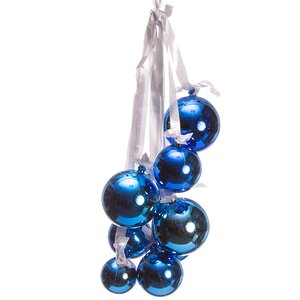 Гроздь из пластиковых шаров с бантом 20 см синяя Snowmen фото 1