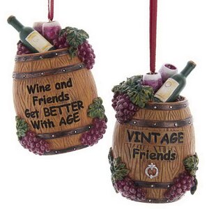 Елочная игрушка Винный Бочонок - Vintage Friends 8 см, подвеска Kurts Adler (Куртс Адлер) фото 2