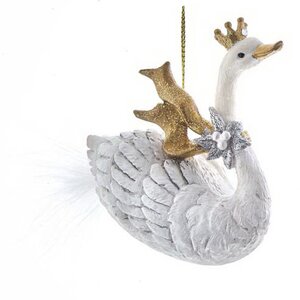 Елочная игрушка Лебедь Аделин - Царевна синего моря 8 см, подвеска