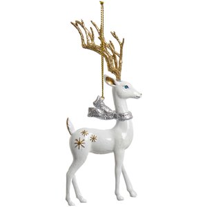 Елочная игрушка Олень Свен из королевства Драккария 15 см белый, подвеска