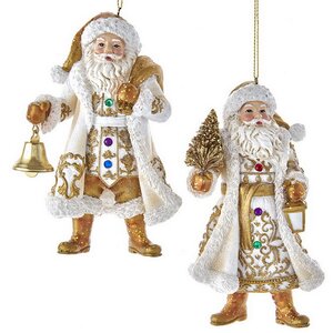 Елочная игрушка Санта Клаус с елочкой - Golden Christmas 13 см, подвеска Kurts Adler фото 2