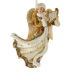 Елочная игрушка Ангел Паола с лирой - Ангельская песнь 12 см, подвеска Kurts Adler фото 1