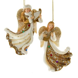 Елочная игрушка Ангел Роберта с мандолиной - Ангельская песнь 12 см, подвеска Kurts Adler фото 2