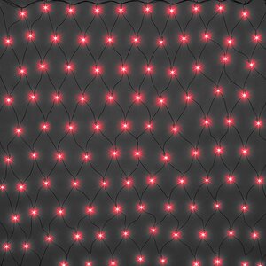 Гирлянда Сетка 1.4*1.6 м, 192 красные микролампы, зеленый ПВХ, контроллер, IP20