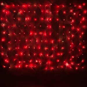 Световой Занавес 2*1.5 м, 160 красных микроламп, зеленый ПВХ, контроллер MOROZCO фото 1