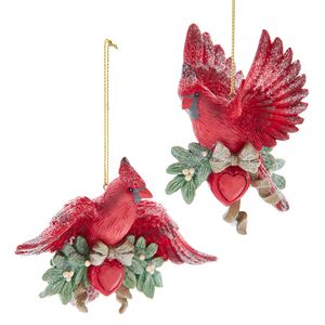 Елочная игрушка Птичка Руж Кардинал на Омеловой ветви 11 см Kurts Adler фото 2