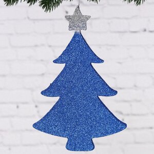 Игрушка для уличной елки Елочка с блестками 25 см синяя, пеноплекс Winter Deco фото 1