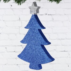 Игрушка для уличной елки Елочка с блестками 25 см синяя, пеноплекс Winter Deco фото 2