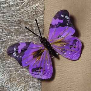 Елочное украшение Бабочки-Мотыльки из Перышек 10 см лиловые 6 шт на проволоке Kaemingk фото 2