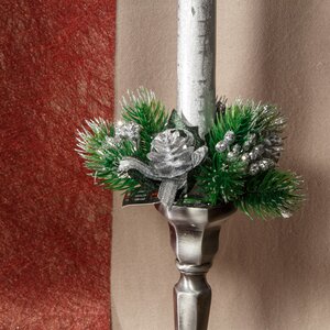 Декор для свечи Сосновая Шишечка 12 см серебряный Swerox фото 3