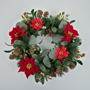 Венок-подсвечник Эмоции Любви с пуансеттией и ягодами 30 см Swerox фото 4