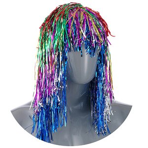 Карнавальный парик из дождика 48 см разноцветный