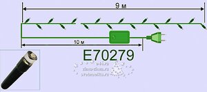 Электрогирлянда УЛИЧНАЯ, 180 белых LED ламп, 9 м, 24V, зеленый провод, контроллер Snowmen фото 2
