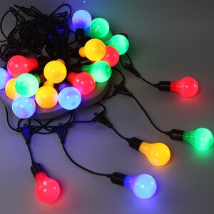 Гирлянда-бахрома из лампочек Big Party Lights 10 м, 20 ламп, разноцветные LED, черный ПВХ, соединяемая, IP44 Winter Deco фото 1