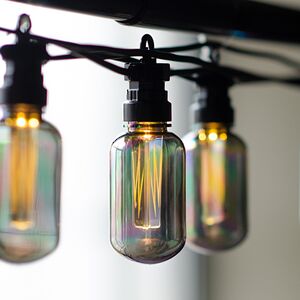 Гирлянда из лампочек Benzine Party Lights 10 м, 20 ламп, теплые белые LED, черный ПВХ, соединяемая, IP44 Winter Deco фото 2