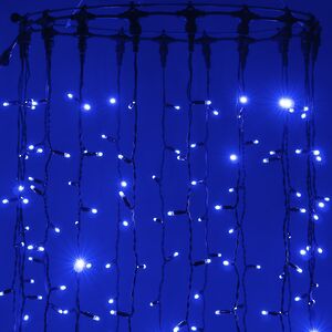 Гирлянда штора 2*2 м, 400 синих LED ламп, черный эко-каучук, соединяемый, IP65 BEAUTY LED фото 3