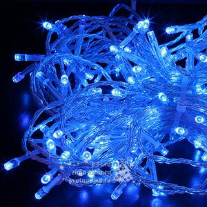 Светодиодная гирлянда 24V Premium Led 200 синих LED ламп 20 м, прозрачный СИЛИКОН, соединяемая, IP54