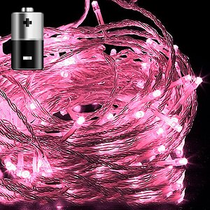 Светодиодная гирлянда на батарейках Premium Led 100 нежно-розовых LED ламп 10 м, прозрачный СИЛИКОН, таймер, IP67 BEAUTY LED фото 1
