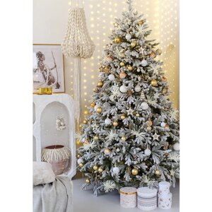 Искусственная елка с лампочками Версальская заснеженная 210 см, 460 теплых белых ламп, ЛИТАЯ 100% Max Christmas фото 3