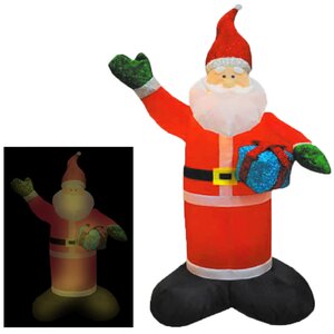 Надувная фигура Санта с блестящим подарком 1.2 м подсветка