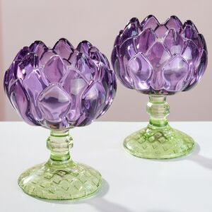 Стеклянный подсвечник-бокал Артишок 11 см сиреневый Goodwill (Гудвилл) фото 6