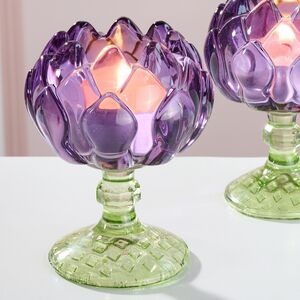 Стеклянный подсвечник-бокал Артишок 11 см сиреневый Goodwill (Гудвилл) фото 2