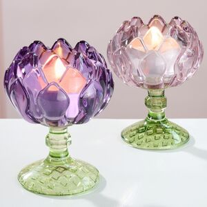 Стеклянный подсвечник-бокал Артишок 11 см сиреневый Goodwill (Гудвилл) фото 5