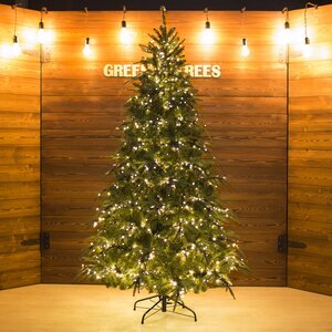 Искусственная елка с лампочками Фьерро Премиум 150 см, теплые белые LED, ЛИТАЯ + ПВХ GREEN TREES фото 1