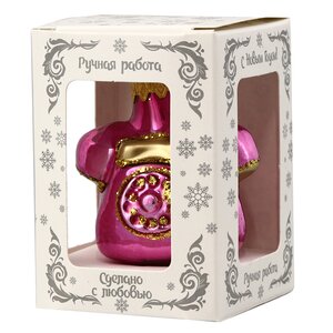 Стеклянная елочная игрушка Дисковый Телефон 6 см розовый Коломеев фото 3