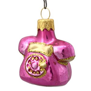 Стеклянная елочная игрушка Дисковый Телефон 6 см розовый Коломеев фото 1