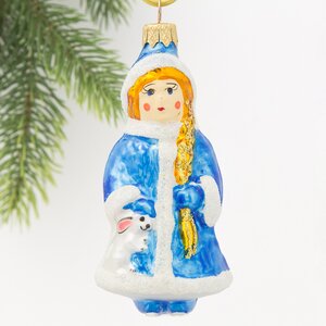 Стеклянная елочная игрушка Снегурочка 13 см, подвеска Коломеев фото 1