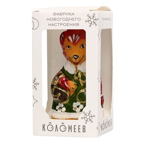 Стеклянная елочная игрушка Лисичка с корзинкой 13 см, подвеска Коломеев фото 3