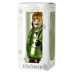 Стеклянная елочная игрушка Почтальон Печкин 11 см, подвеска Коломеев фото 3