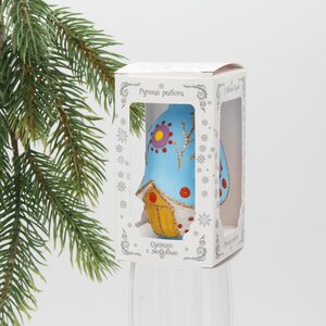 Стеклянная елочная игрушка Избушка - Дымковский Орнамент 8 см, подвеска Коломеев фото 2