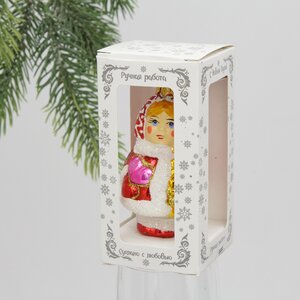 Стеклянная елочная игрушка Снегурочка - Снежная принцесса в розовом 9 см, подвеска Коломеев фото 2