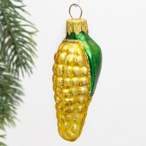 Стеклянная елочная игрушка Кукуруза 9 см, подвеска Коломеев фото 4