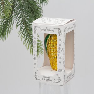 Стеклянная елочная игрушка Кукуруза 9 см, подвеска Коломеев фото 5