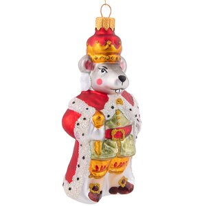 Стеклянная елочная игрушка Мышиный Король 13 см, подвеска Коломеев фото 1