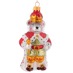Стеклянная елочная игрушка Мышиный Король 13 см, подвеска Коломеев фото 2