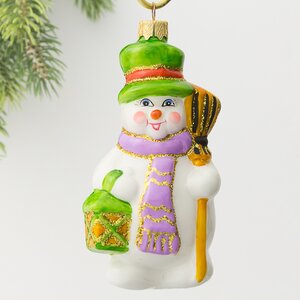 Стеклянная елочная игрушка Снеговик Хельми - Житель Винтертауна 14 см, подвеска