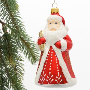 Стеклянная ёлочная игрушка Дед Мороз - Добрый старец с севера 14 см, подвеска Коломеев фото 1