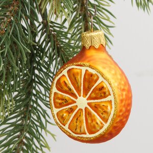 Стеклянная елочная игрушка Апельсин 6 см, подвеска Коломеев фото 1