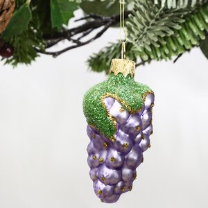 Стеклянная елочная игрушка Виноград 9 см фиолетовый, подвеска Коломеев фото 4